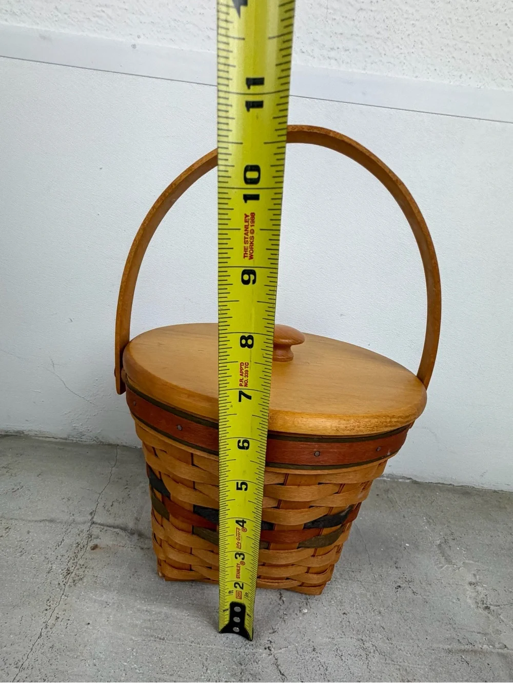 Vintage 1994 Longaberger Basket Wood Lid Divided Insert Handwoven Ohio USA
